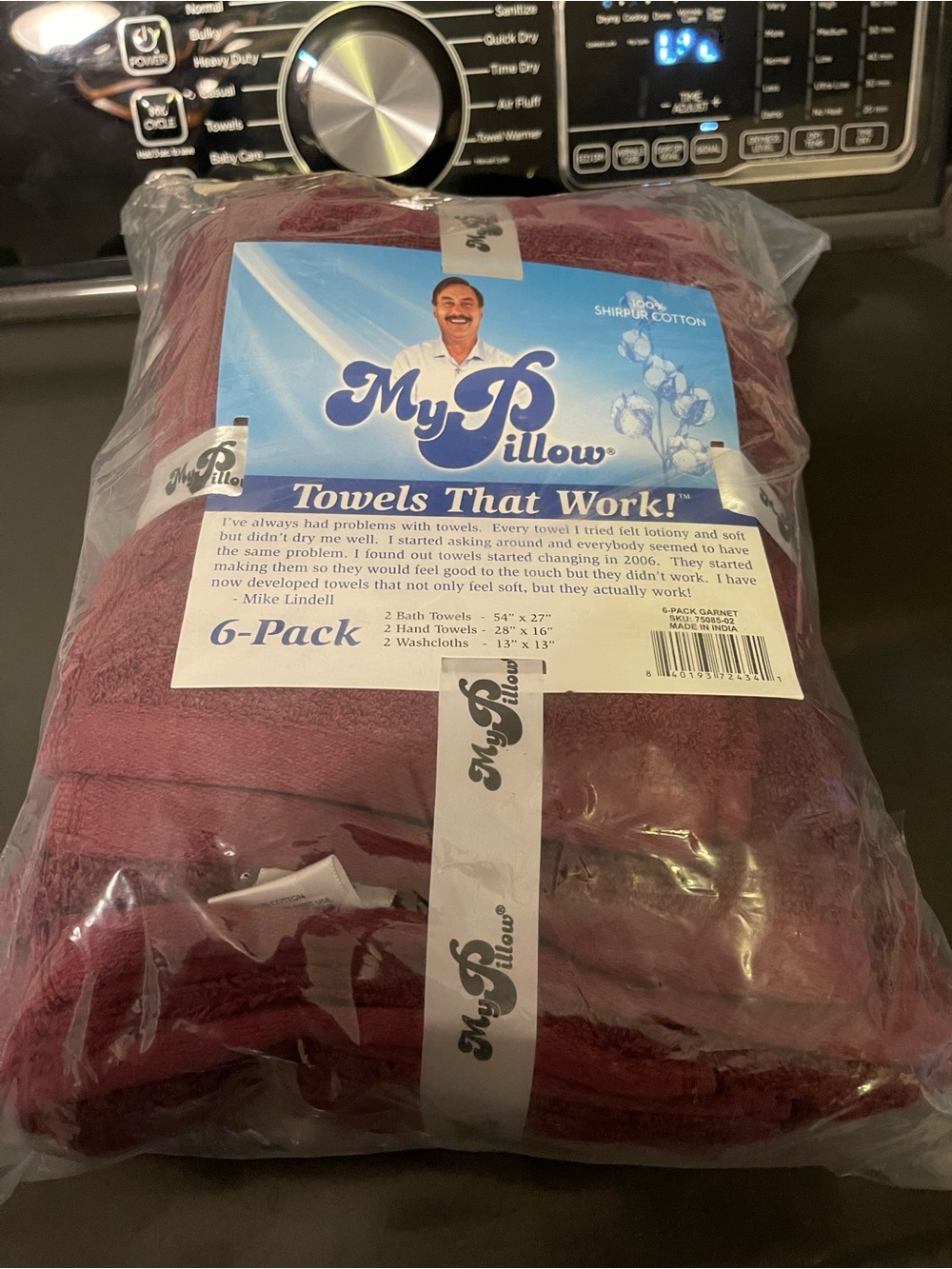 MyPillow 6-Pack Burgundy Bath Towel Set